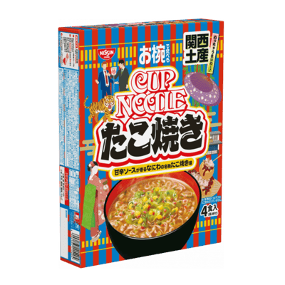 Лапша Nissin Owan de Taberu Cup Noodle Сувенир из Кансая со вкусом такояки, 4 порции