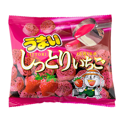 Снеки Yaokin Umai Shittori Ichigo с клубничным кремом, 28 г