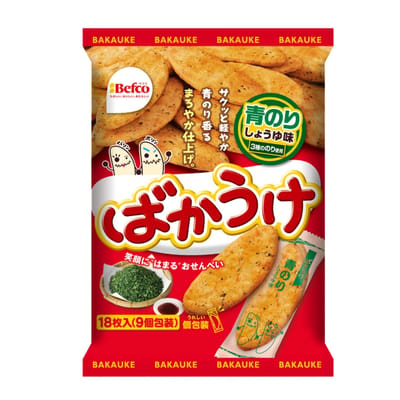 Befco Bakauke Рисовые крекеры со вкусом водорослей аонори и соевого соуса, 18 шт.