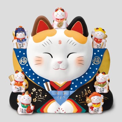 藥師窯 錦彩七福神福助招財貓 (16號)