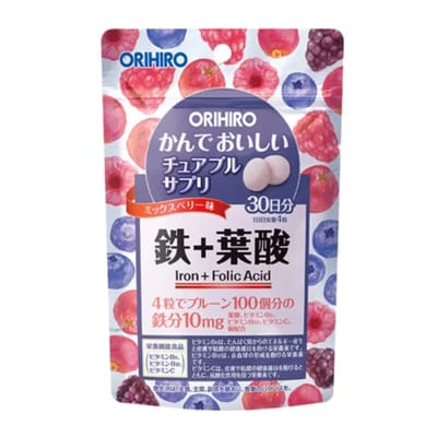 Orihiro Delicious Chewable Iron + Folic Acid 120 Tablets