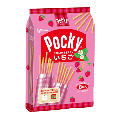 Glico Strawberry Pocky, 8 пакетиков