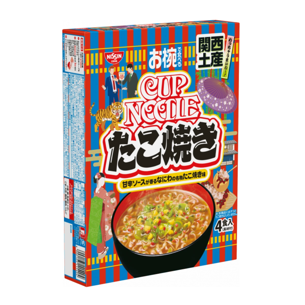 Лапша Nissin Owan de Taberu Cup Noodle Сувенир из Кансая со вкусом такояки, 4 порции 1