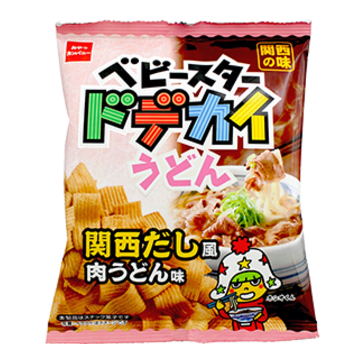 Снеки Oyatsu Company Baby Star Dodekai Udon со вкусом мясного удона на бульоне даши в кансайском стиле, 62 г 1