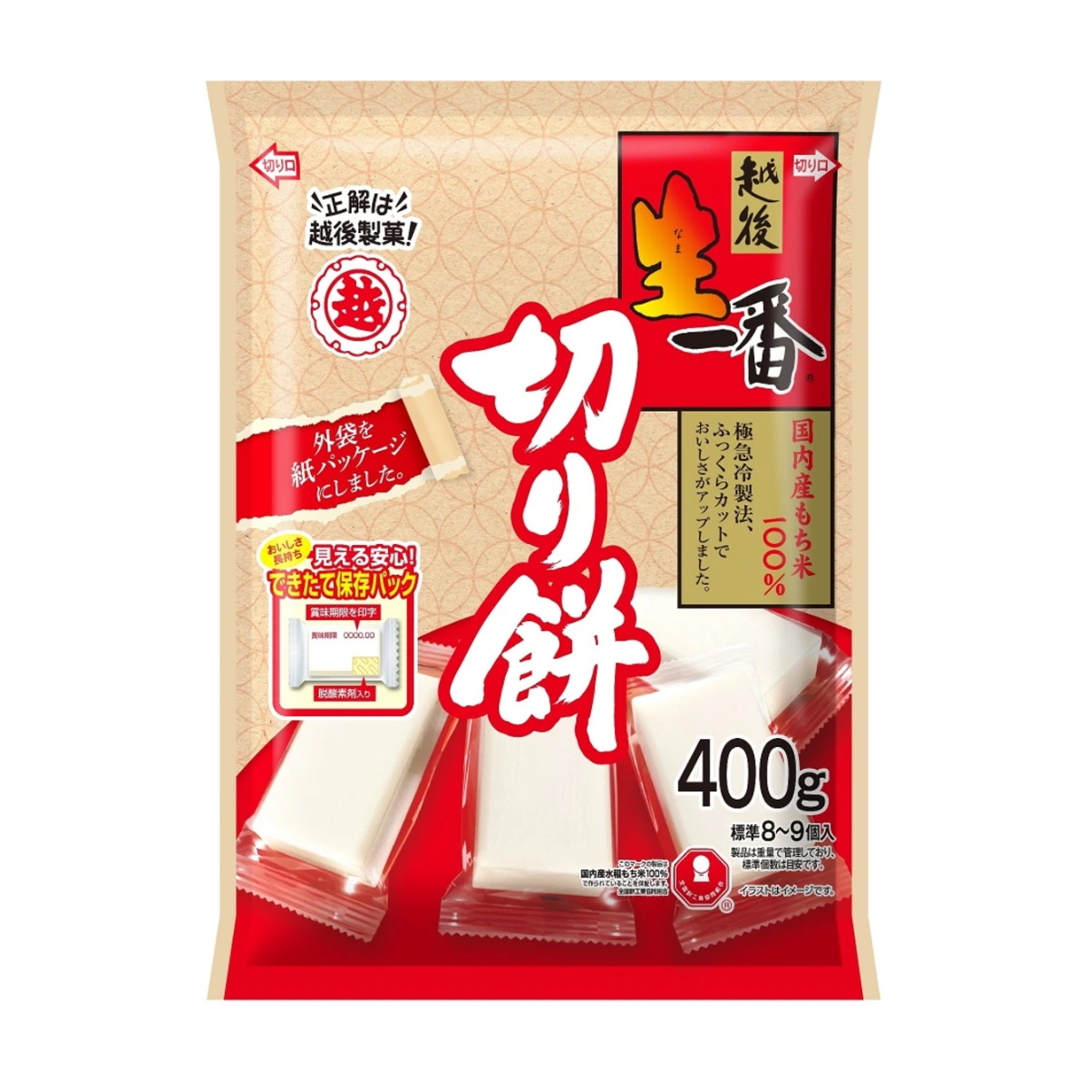 Нарезанные рисовые лепешки моти Echigo Seika Nama Ichiban Eco, 400 г 1