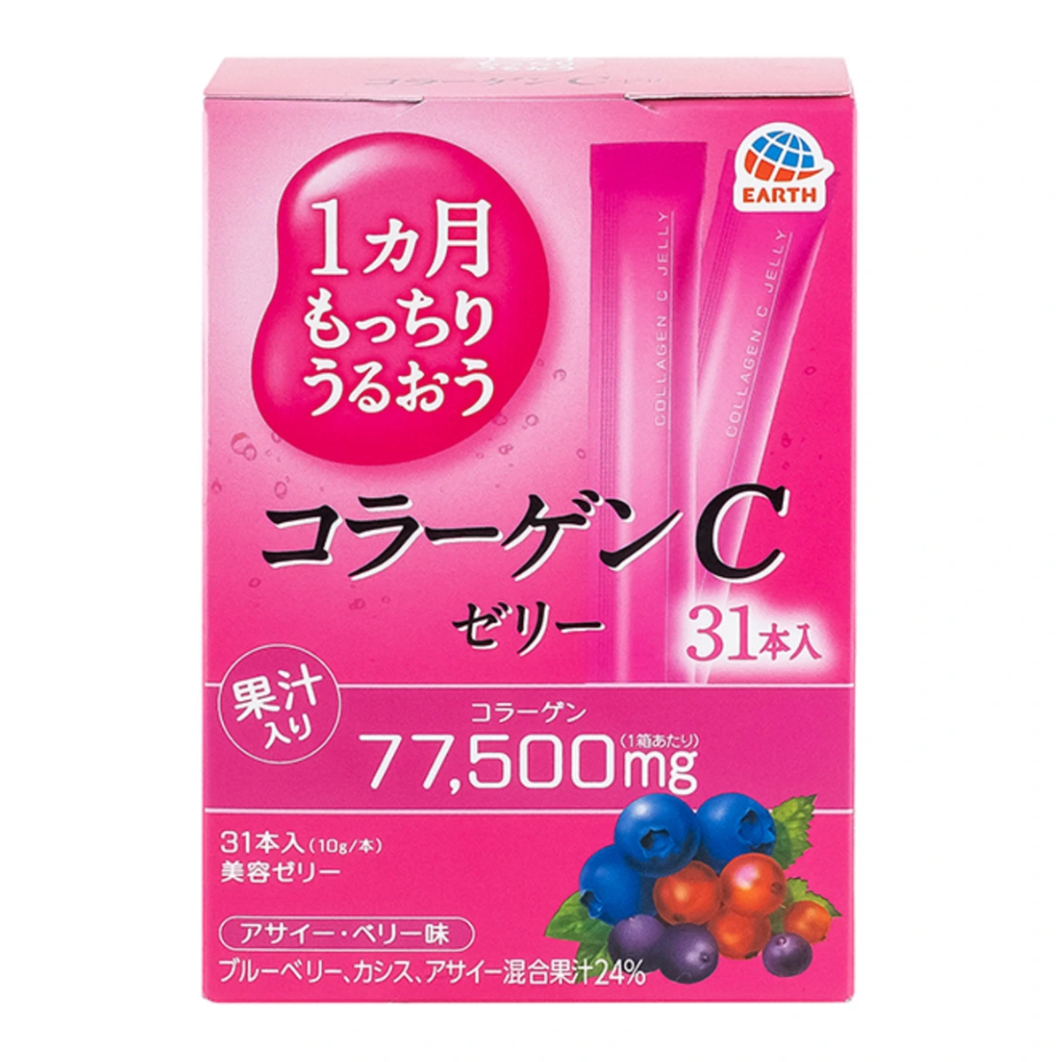 Желе с коллагеном Earth Collagen C Jelly со вкусом ягод и асаи, 31 стик 1