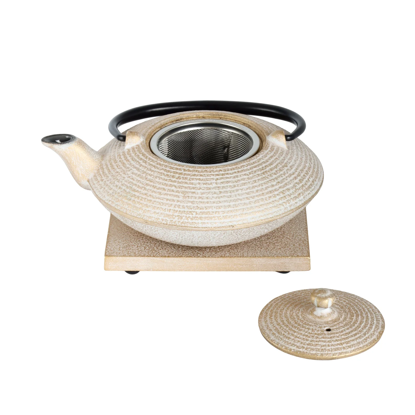 OIGEN Color Iron Teapot 0.4L & Trivet 2-Piece Set, Yoi 7
