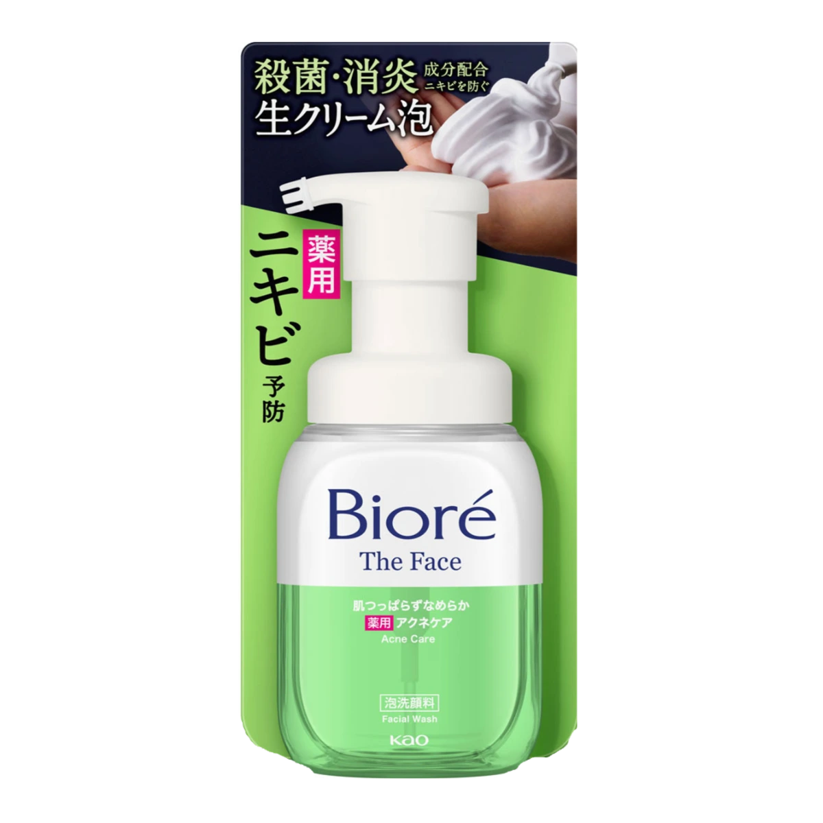 Bioré The Face жасыл сабын хош иісі бар бет жууға арналған көбік, құты 200 мл 1