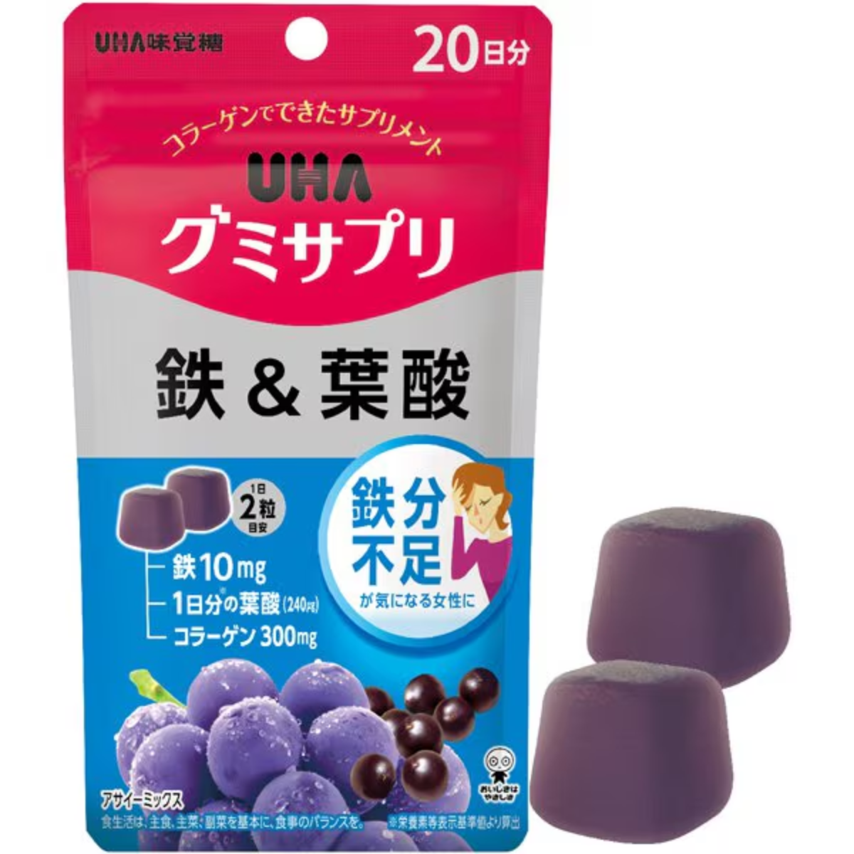 UHA Gummy Supplement Железо и Фолиевая кислота, 20 дней
